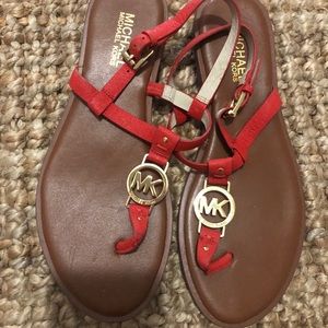 Michael Kors, 7 1/2 orange strap sandal.